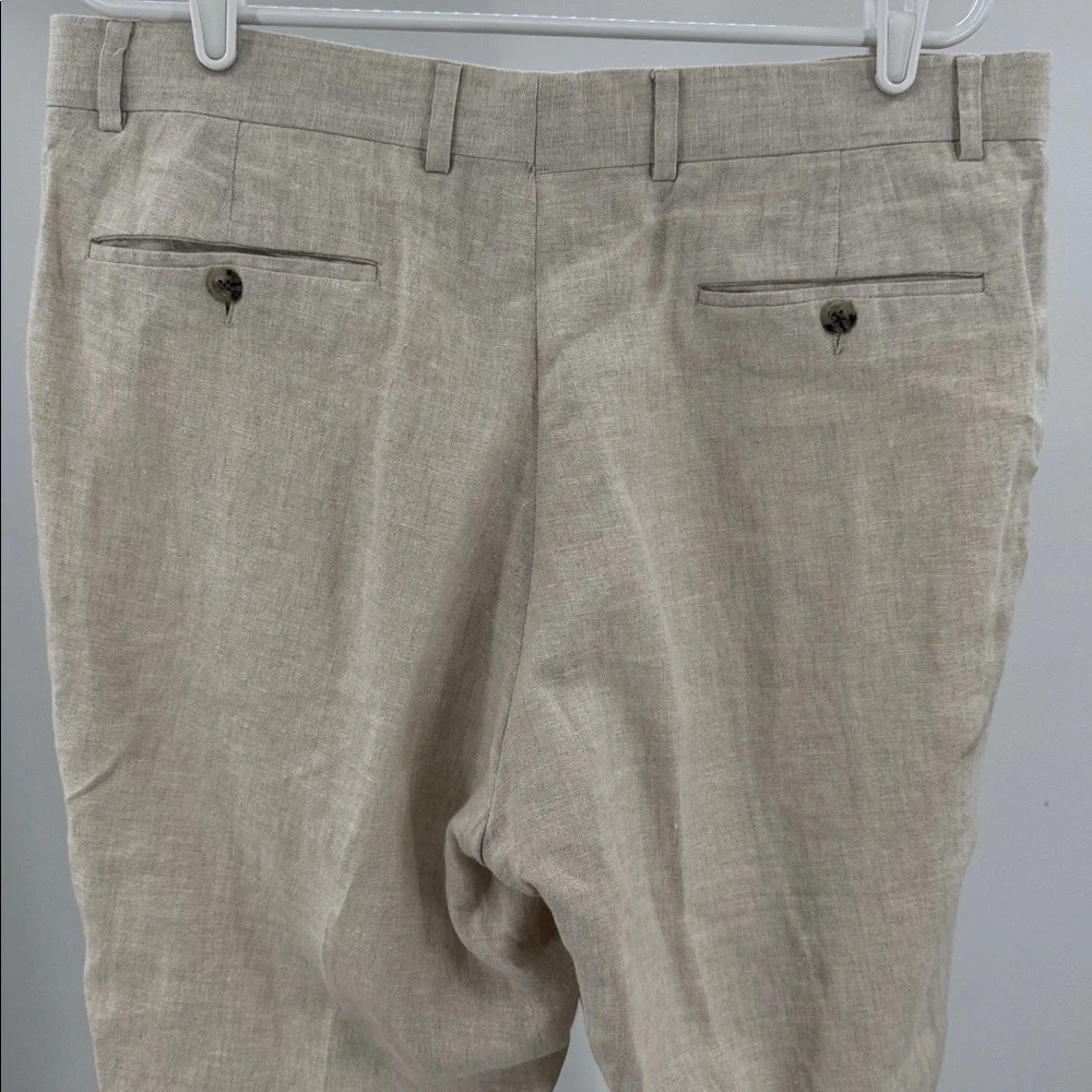 Ballin Relax Men's Cream 100% Linen Dress Pants 38 neutral office summer casual